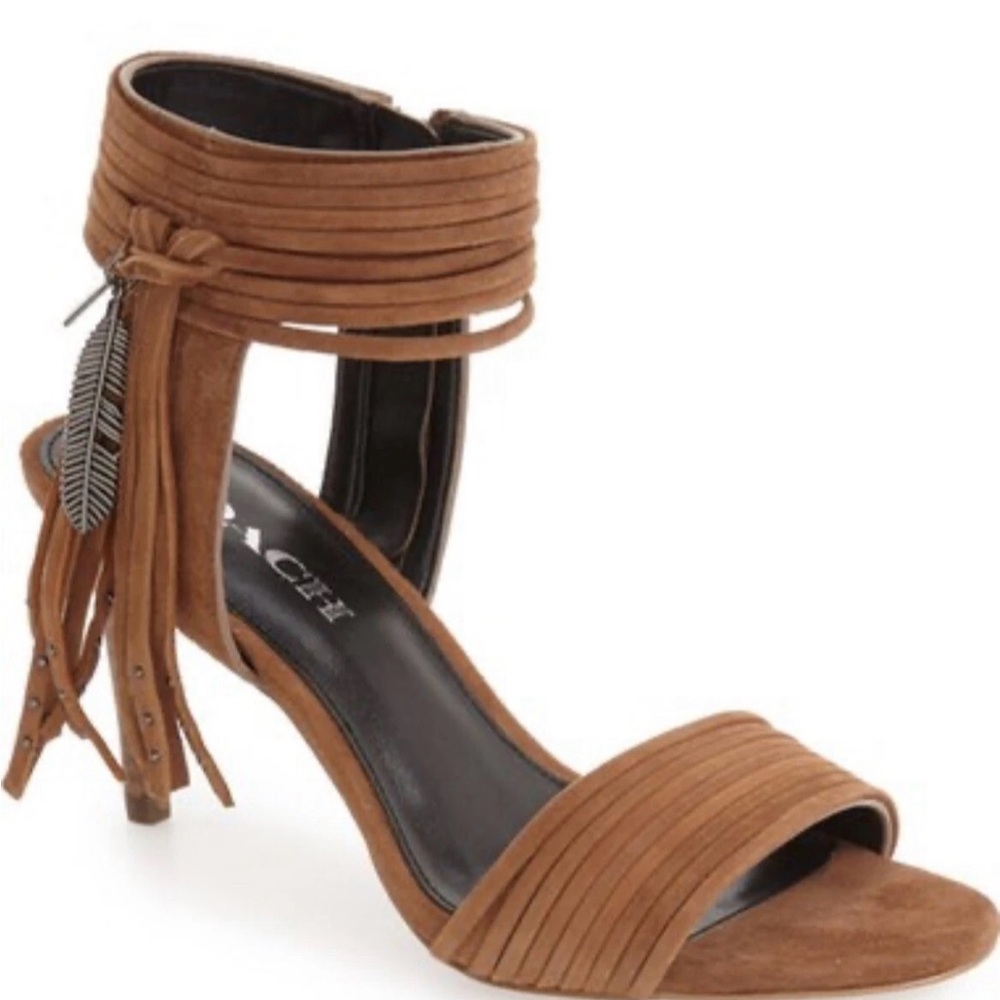 Coach Tan Suede Heeled Sandals